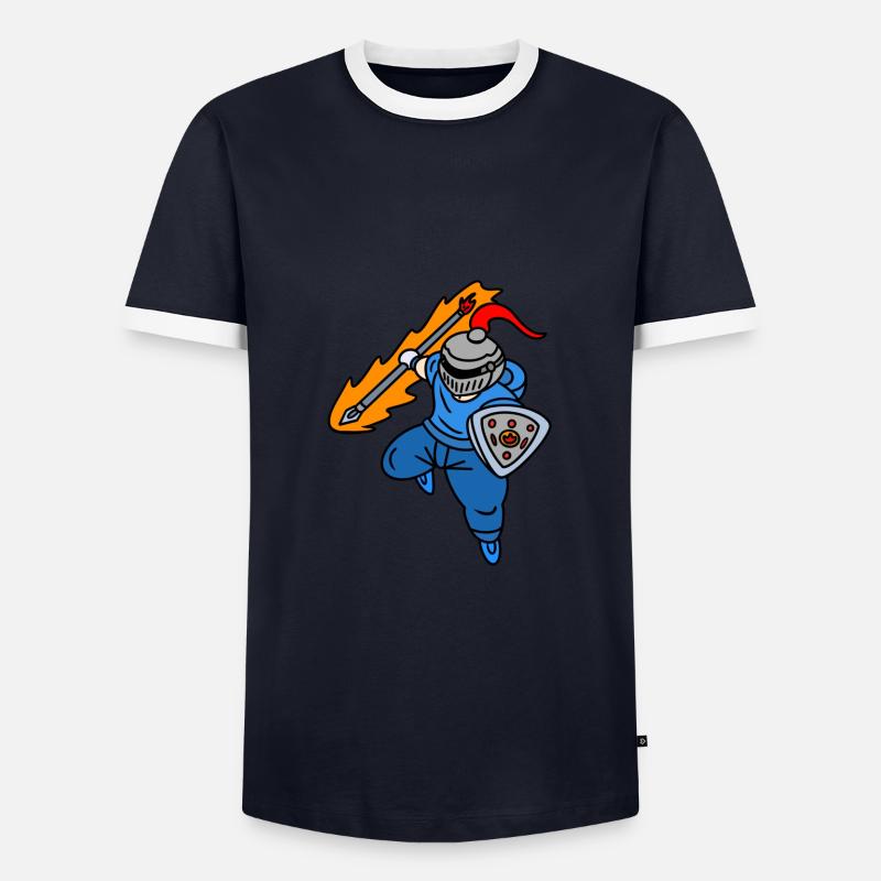 Cooler Ritter mit Kapuzenpullover - Männer Kontrast-T-Shirt - Navy/Weiß