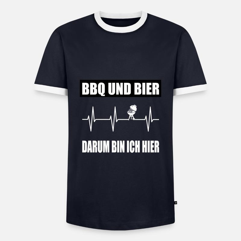 BBQ - Männer Kontrast-T-Shirt - Navy/Weiß