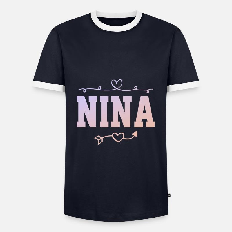 Nina - Men's Ringer Shirt - navy/white 