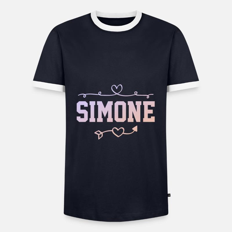 Simone - Männer Kontrast-T-Shirt - Navy/Weiß 
