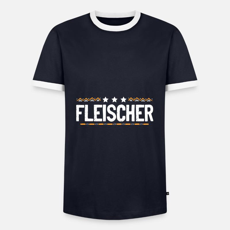 Fleischer Beruf - Männer Kontrast-T-Shirt - Navy/Weiß 
