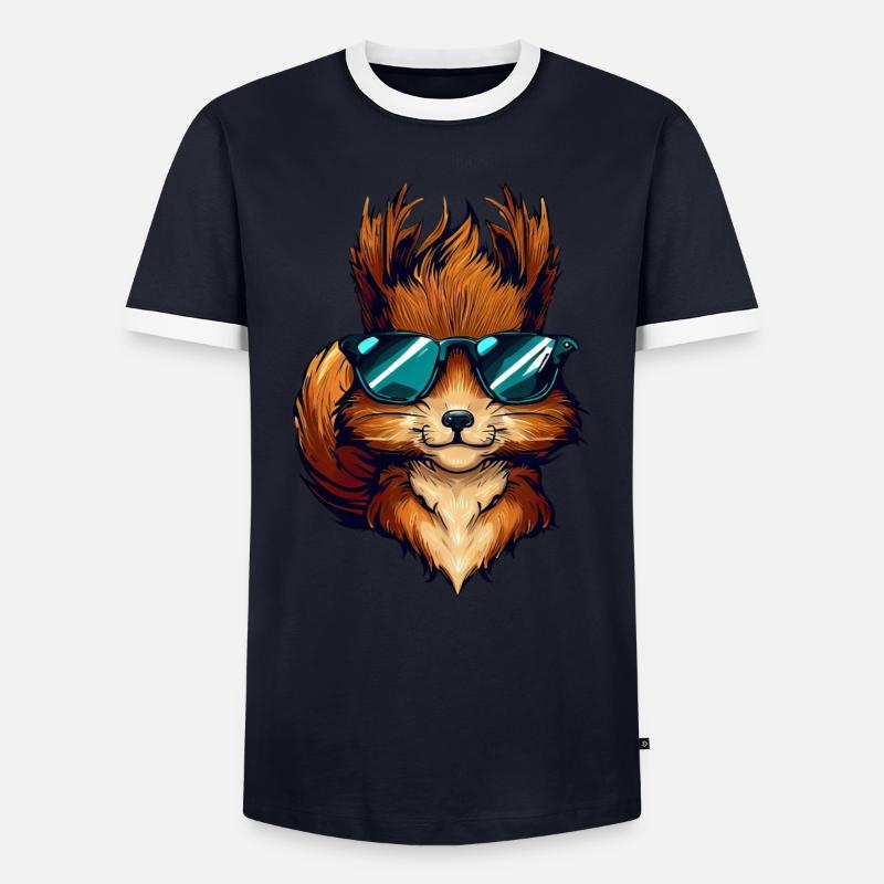 Cool Eichhörnchen - Eichhörnchen mit Sonnenbrille - Männer Kontrast-T-Shirt - Navy/Weiß 