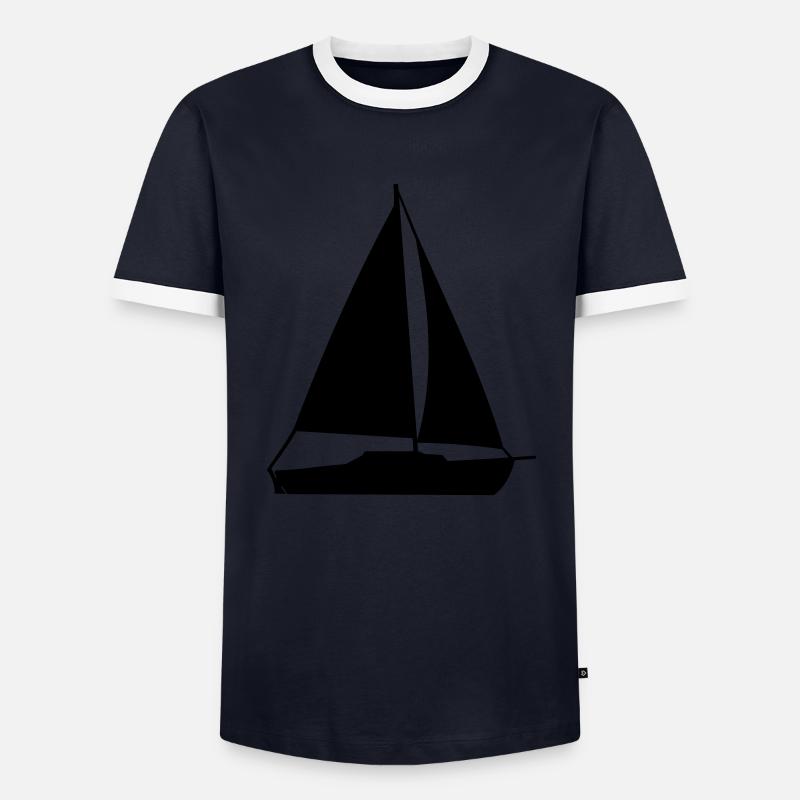 sailing boat - Men's Ringer Shirt - navy/white 