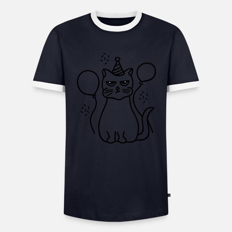Grumpy cat - Men's Ringer Shirt - navy/white
