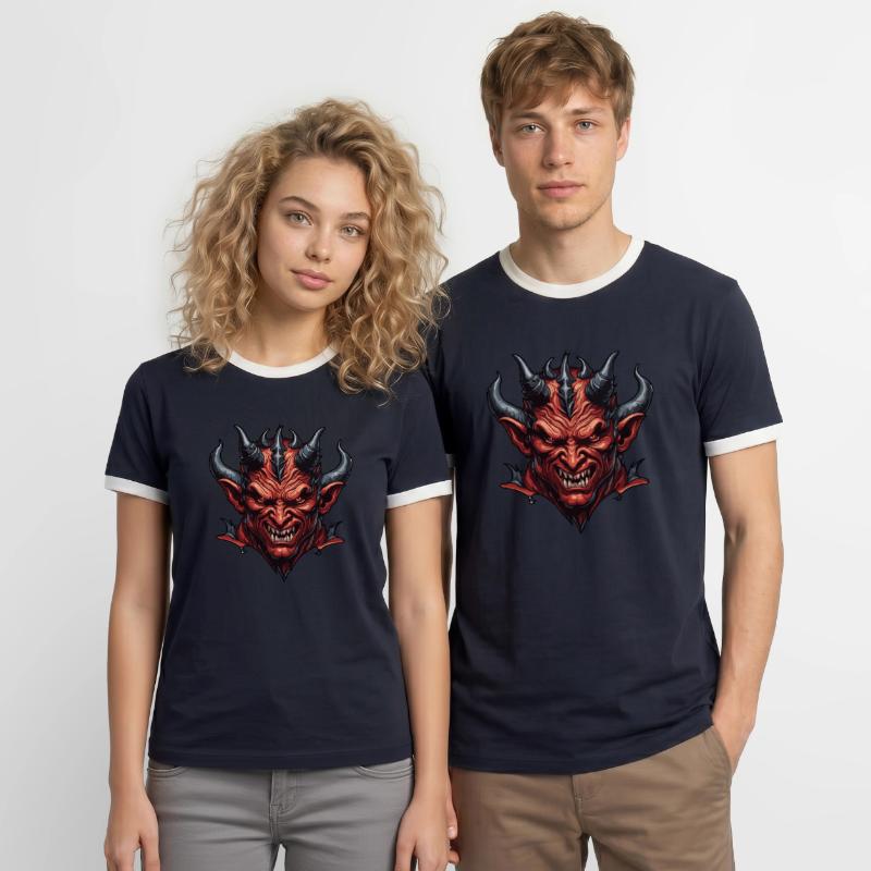 Devil / Hell / Horror / Devilish / Evil Men's Ringer Shirt