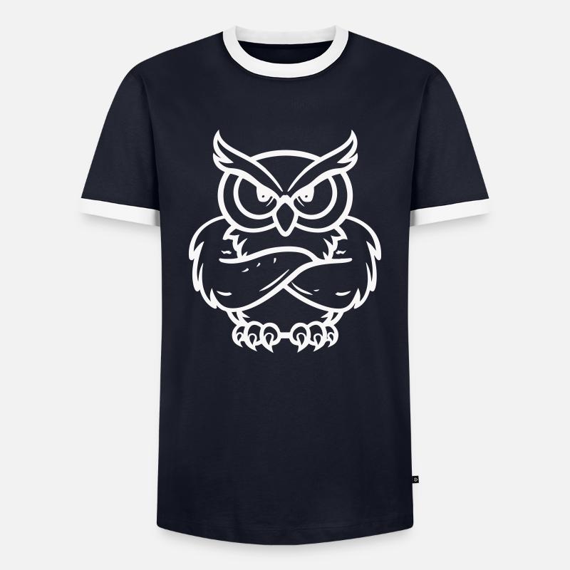 eule comic - Männer Kontrast-T-Shirt - Navy/Weiß 
