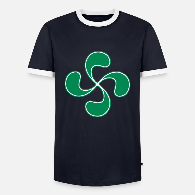 croix basque 3 - Men's Ringer Shirt - navy/white 