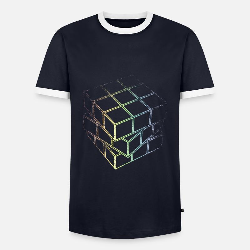 Lattice cube - Men's Ringer Shirt - navy/white