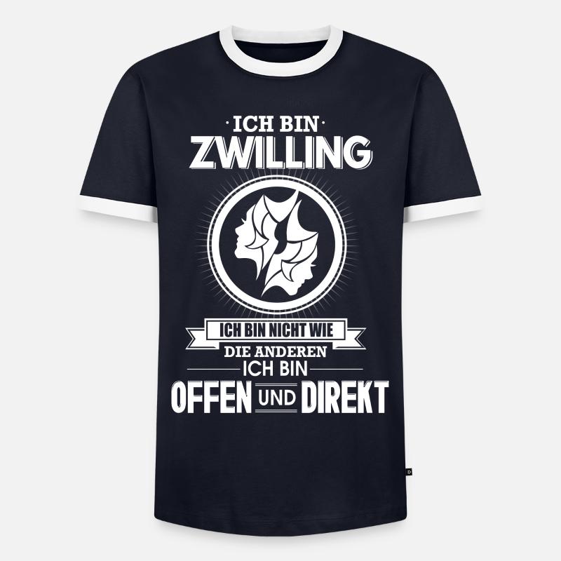 Zwilling Sternzeichen - Männer Kontrast-T-Shirt - Navy/Weiß