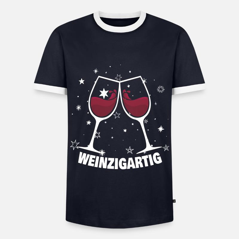 Weinzigartig - Männer Kontrast-T-Shirt - Navy/Weiß