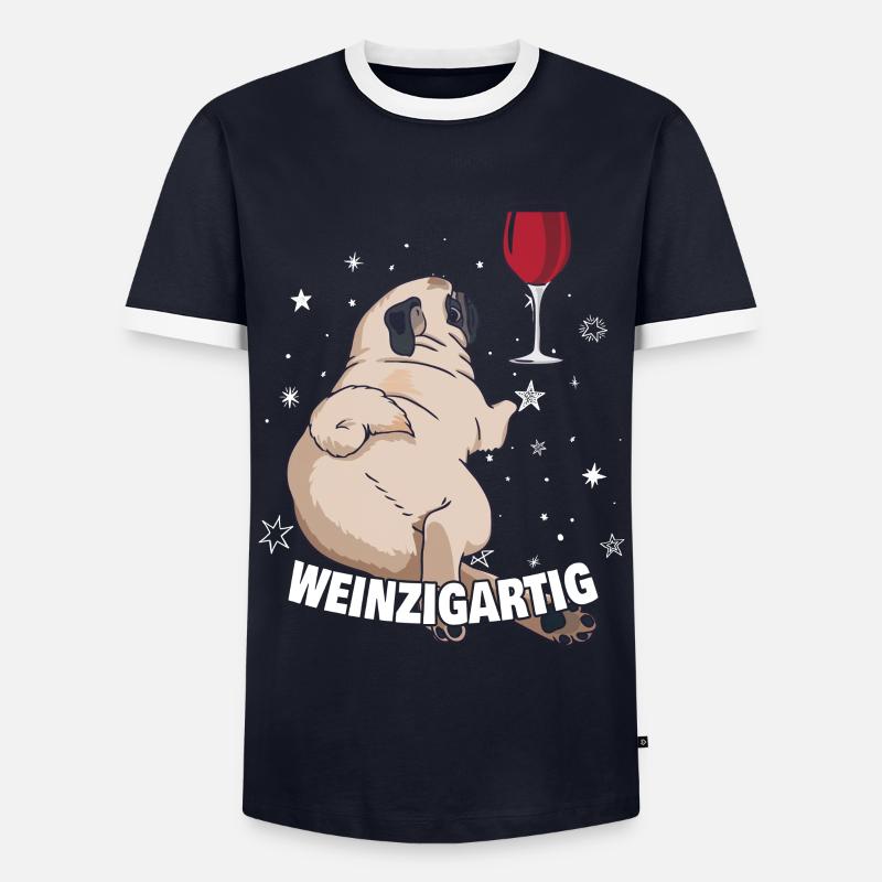 Weinzigartig - Männer Kontrast-T-Shirt - Navy/Weiß