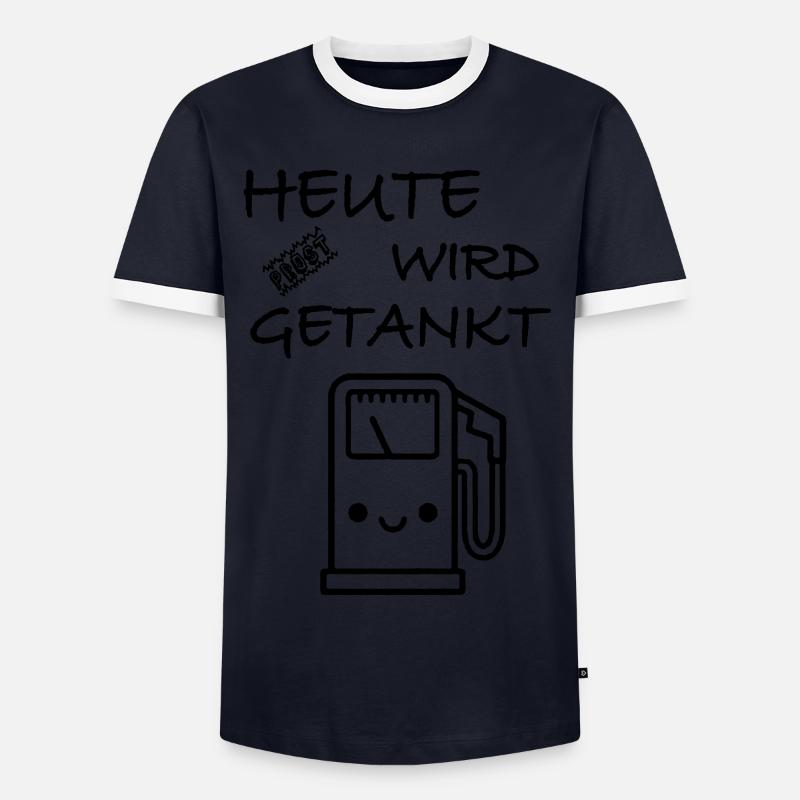 Prost heute wird getankt - Männer Kontrast-T-Shirt - Navy/Weiß