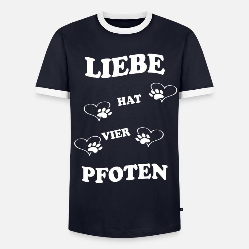 Liebe hat vier Pfoten - Männer Kontrast-T-Shirt - Navy/Weiß 