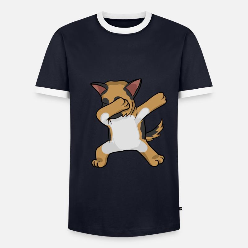 Schäferhund dabbing german sheperd - Männer Kontrast-T-Shirt - Navy/Weiß