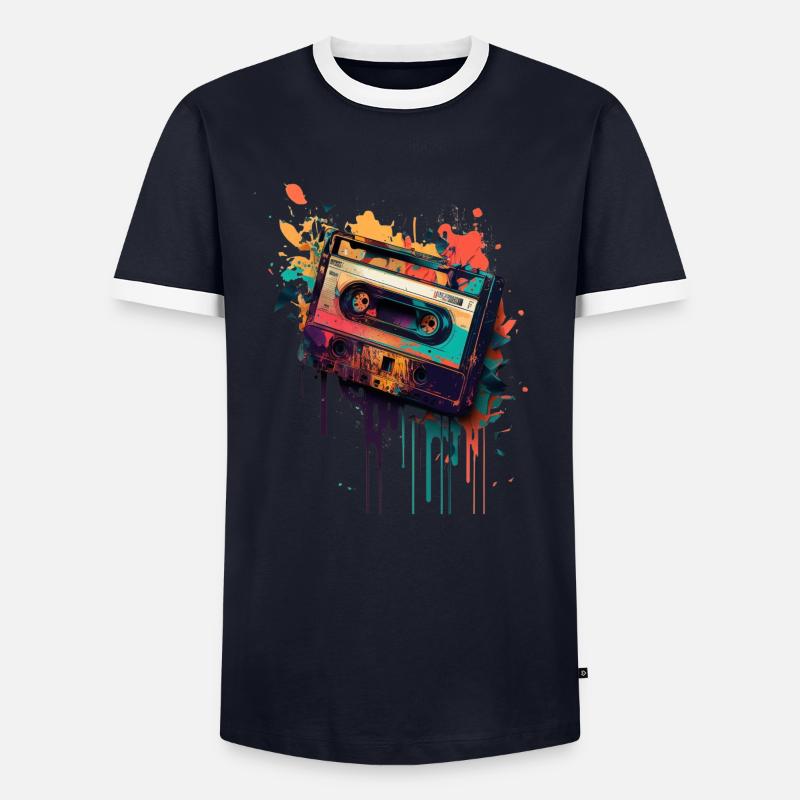 Retro Mixtape - Männer Kontrast-T-Shirt - Navy/Weiß