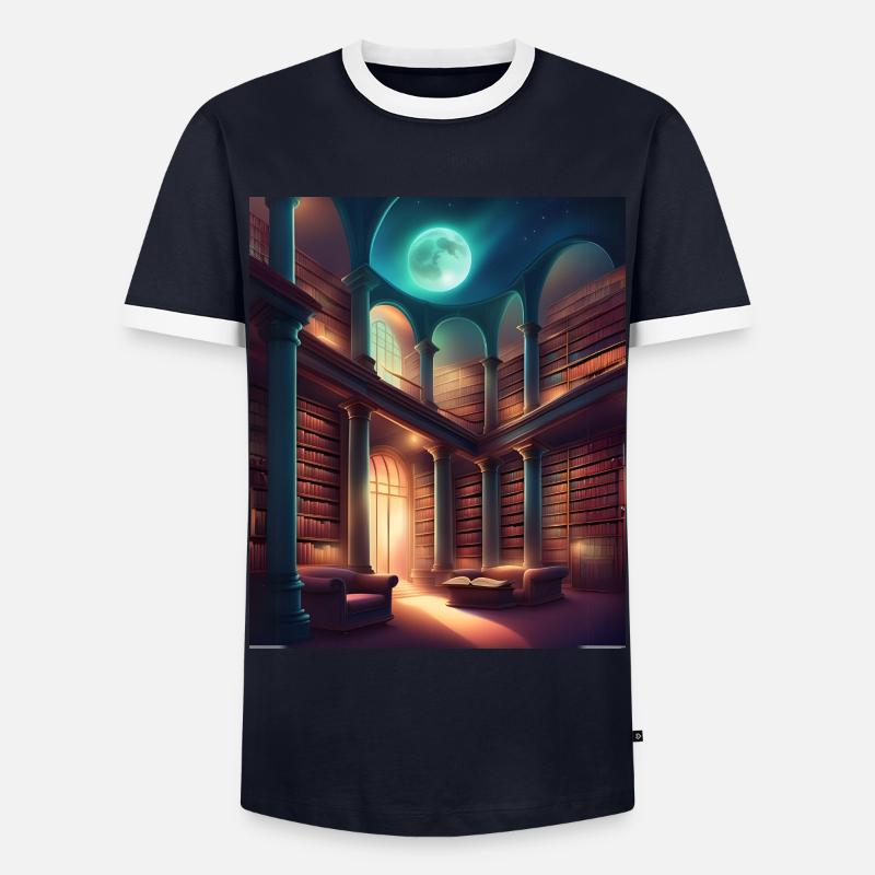 Fantasy library - Men's Ringer Shirt - navy/white