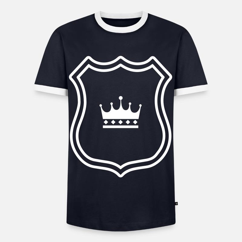 Krone Wappen - Männer Kontrast-T-Shirt - Navy/Weiß