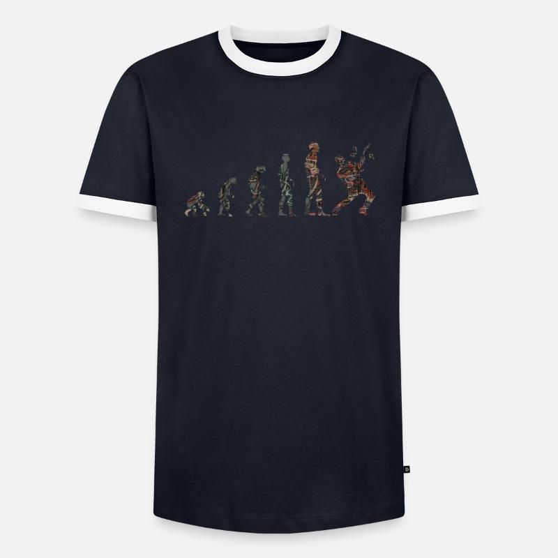 Evolution rock guitar - Men's Ringer Shirt - navy/white 