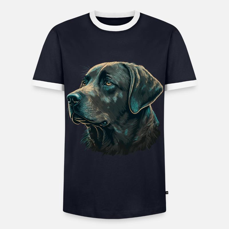 Gentle Labrador Retriever - Men's Ringer Shirt - navy/white 