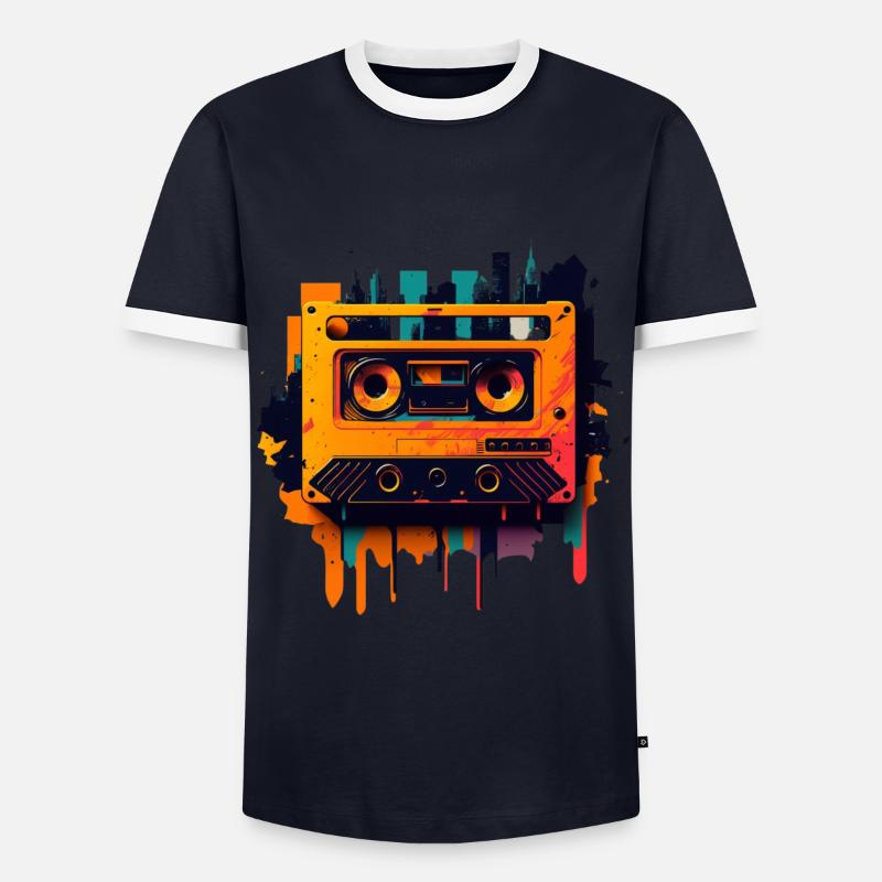 Retro Mixtape - Männer Kontrast-T-Shirt - Navy/Weiß
