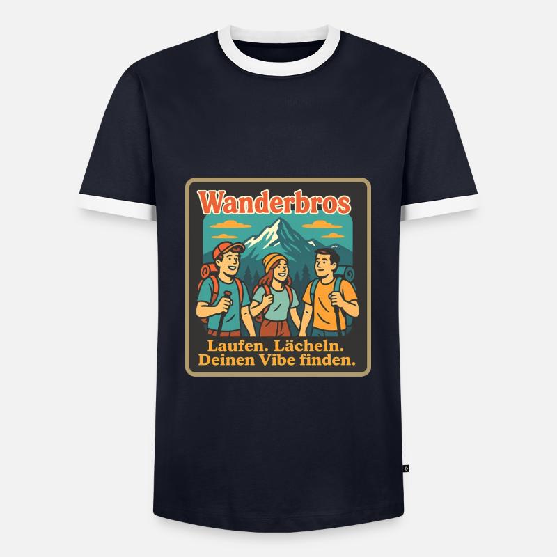 Die Wanderbros - Männer Kontrast-T-Shirt - Navy/Weiß 