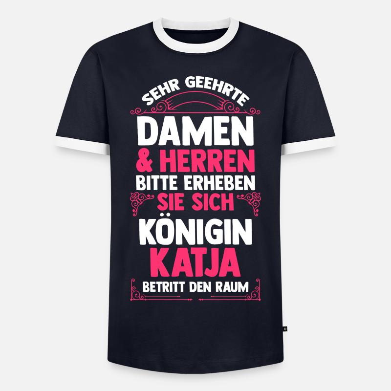 Katja - Männer Kontrast-T-Shirt - Navy/Weiß 