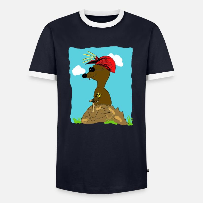 blind mole - Men's Ringer Shirt - navy/white 