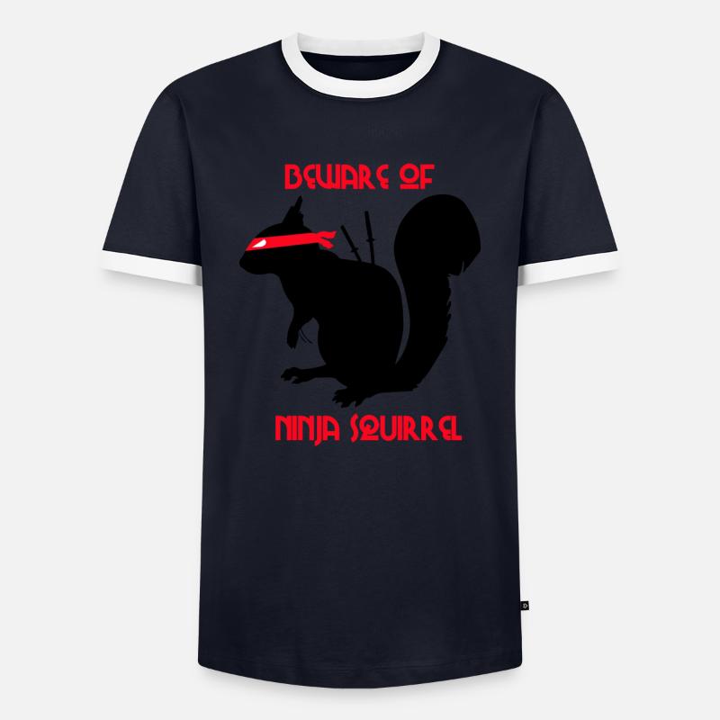 Beware of Ninja Squirrel Eichhörnchen - Männer Kontrast-T-Shirt - Navy/Weiß 