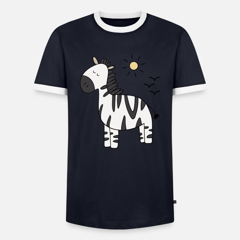 Zebra - Männer Kontrast-T-Shirt - Navy/Weiß