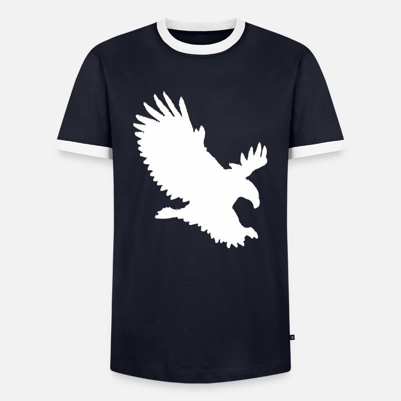 Eagle approaching - Men's Ringer Shirt - navy/white