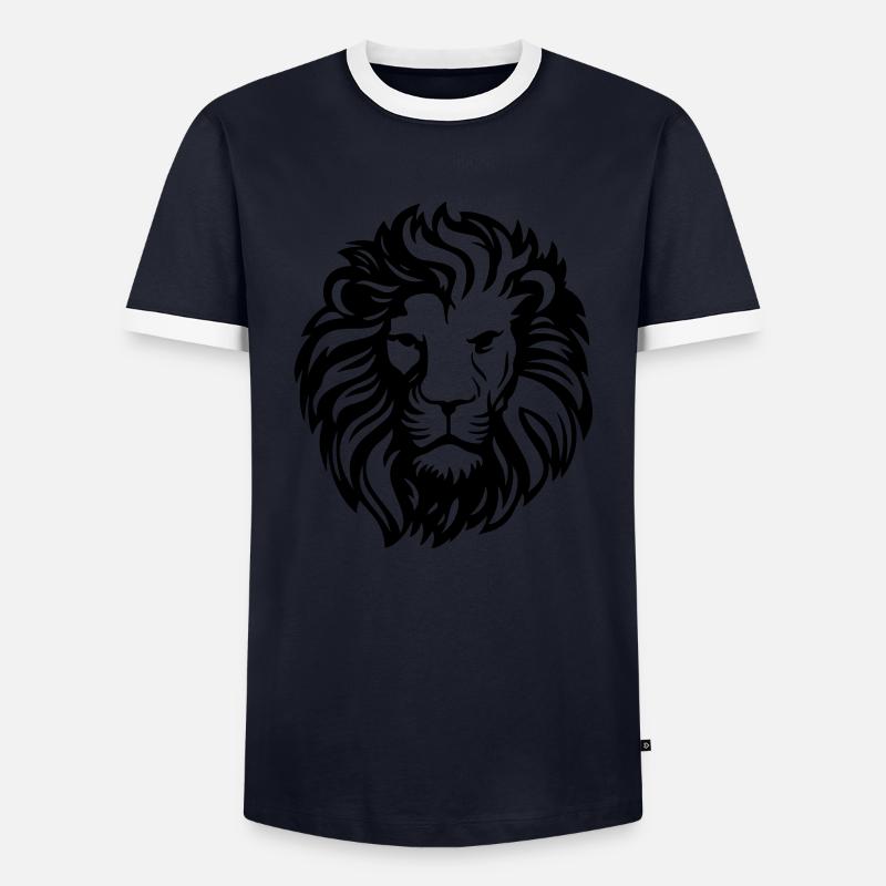 löwe - Männer Kontrast-T-Shirt - Navy/Weiß