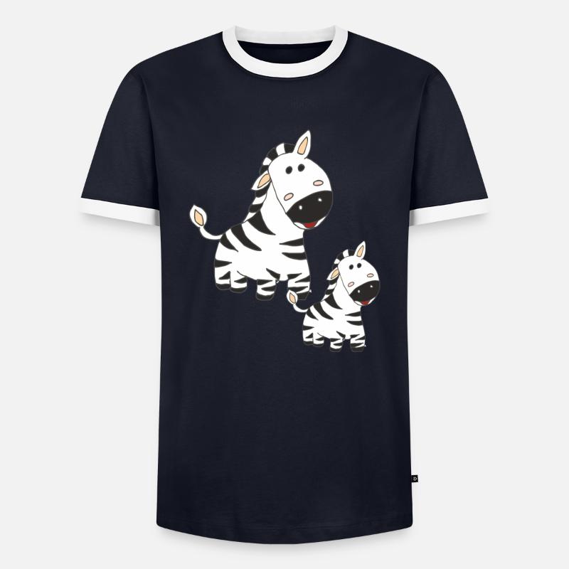 zebra mutter und kind - Männer Kontrast-T-Shirt - Navy/Weiß 
