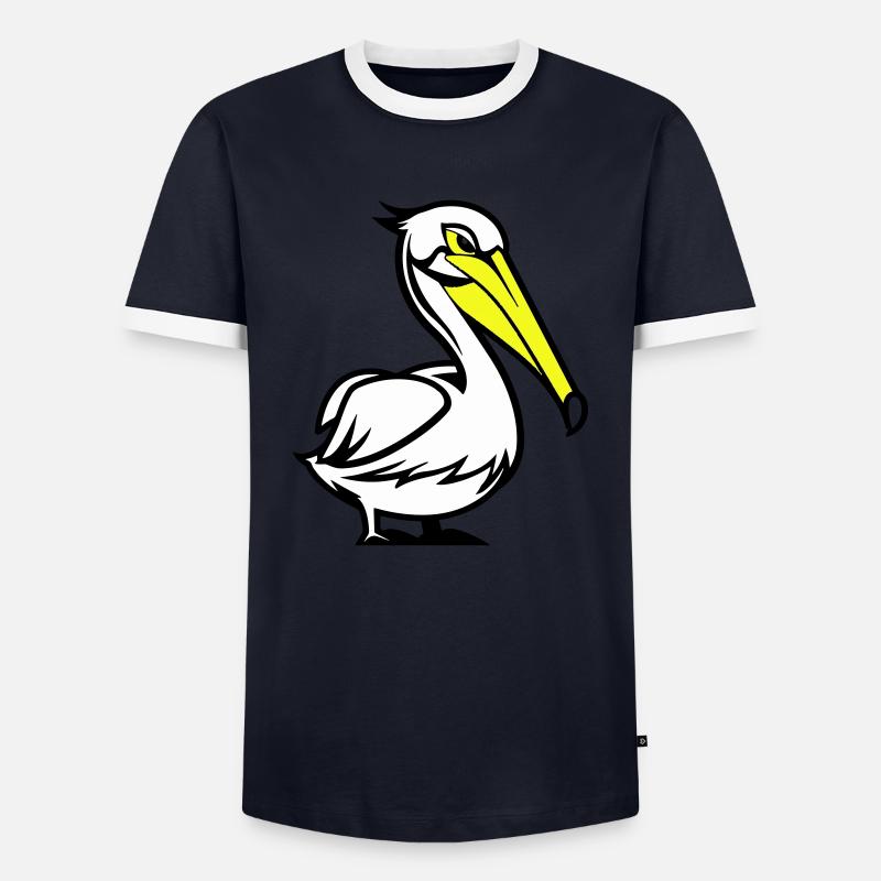 pelikan comic - Männer Kontrast-T-Shirt - Navy/Weiß