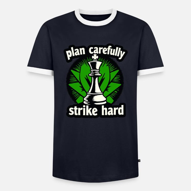 Schach plan carefully strike hard - Männer Kontrast-T-Shirt - Navy/Weiß 