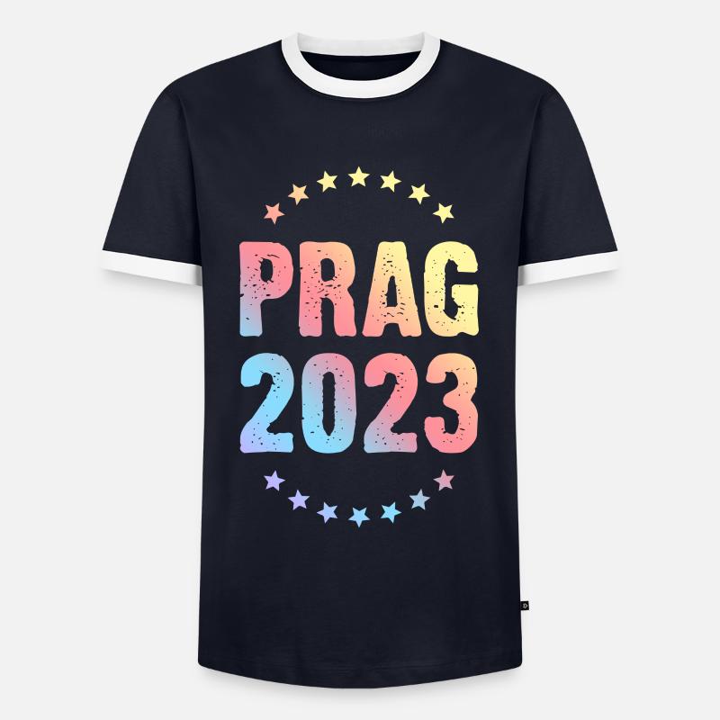 Prag 2023 - Männer Kontrast-T-Shirt - Navy/Weiß