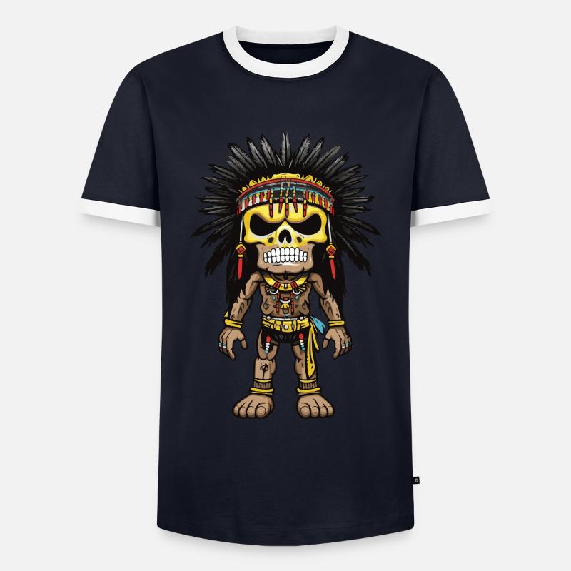 Apache Indianer Skelett - Männer Kontrast-T-Shirt - Navy/Weiß 