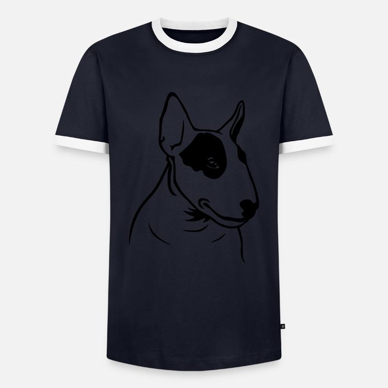 Bullterrier Profil (D) - Männer Kontrast-T-Shirt - Navy/Weiß 