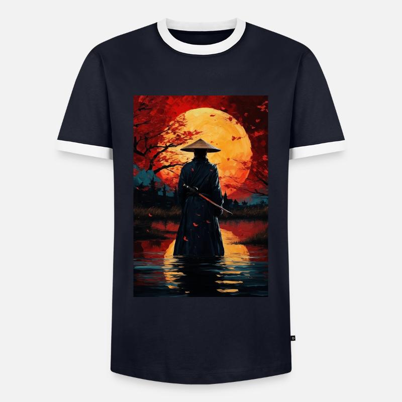 Samurai - Men's Ringer Shirt - navy/white 