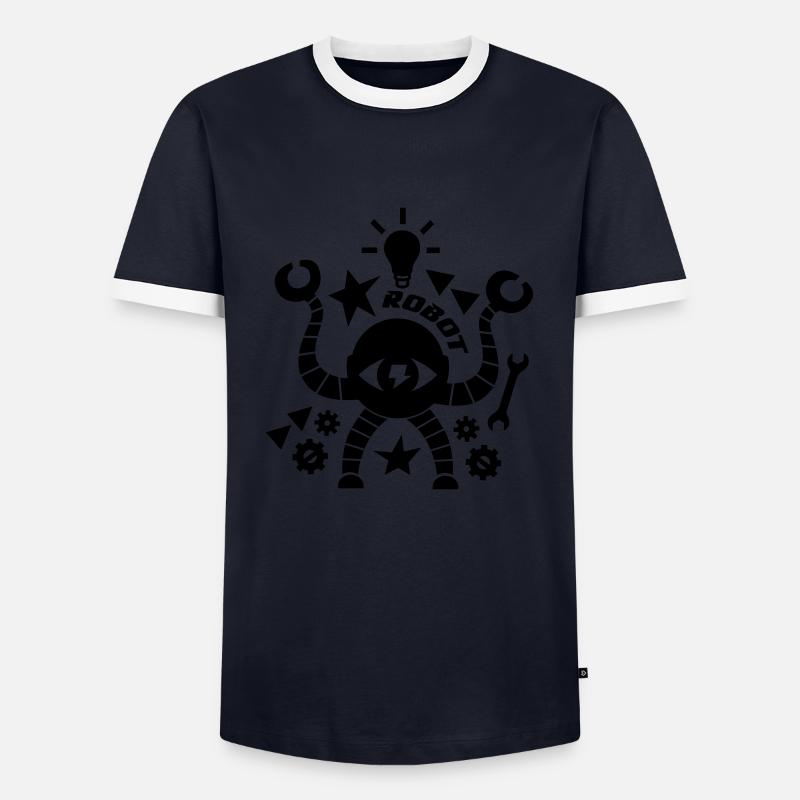 robots - Men's Ringer Shirt - navy/white