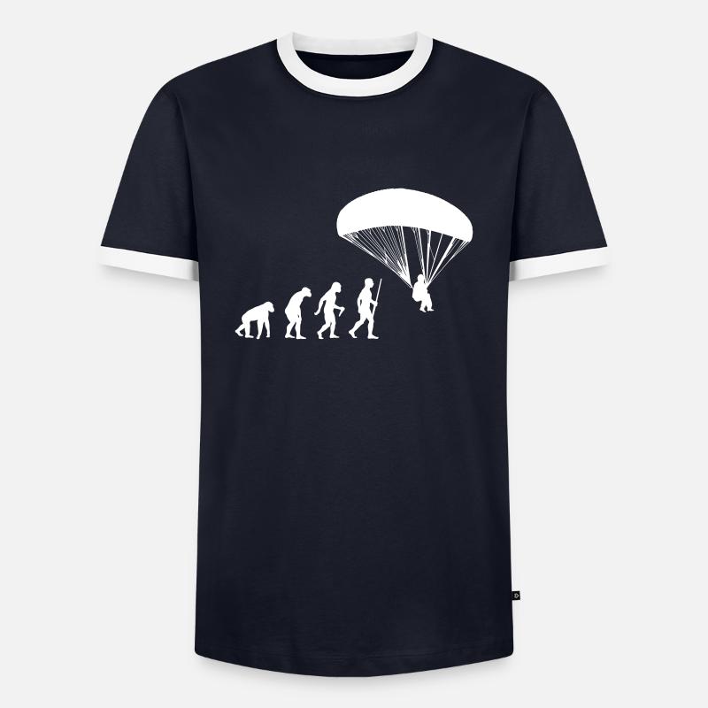 Paragliding Evolution - Männer Kontrast-T-Shirt - Navy/Weiß 