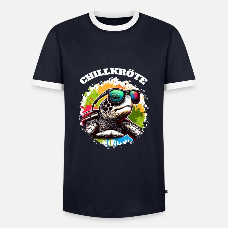 Chill Toad Turtle - Men's Ringer Shirt - navy/white