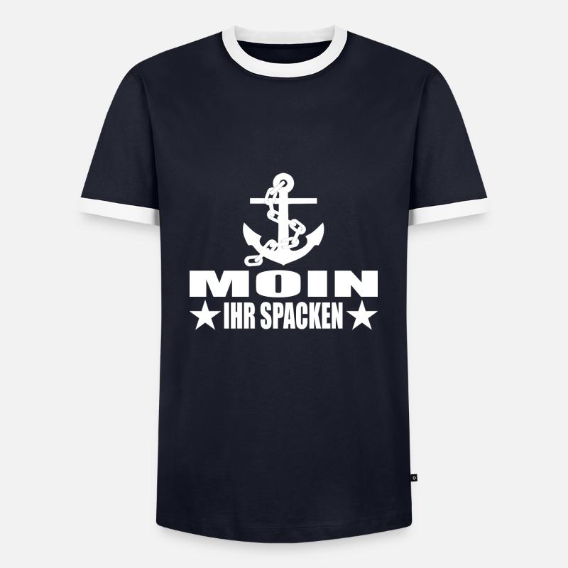 Moin - Männer Kontrast-T-Shirt - Navy/Weiß 