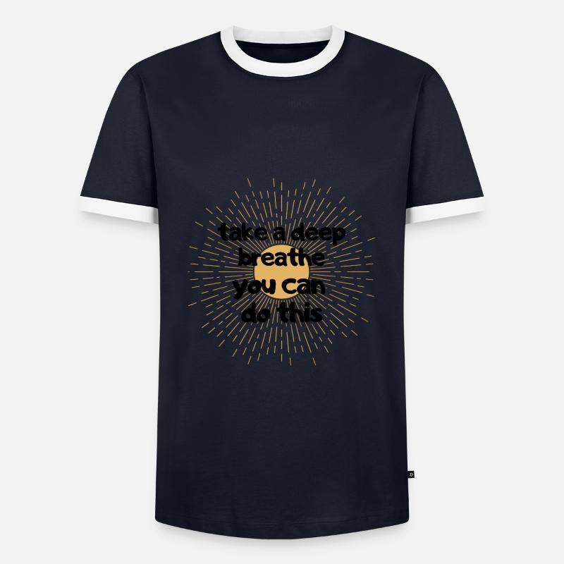deep breath you can this - Men's Ringer Shirt - navy/white 