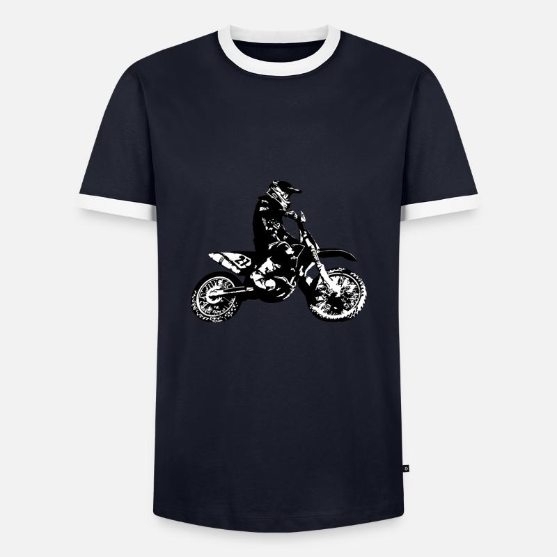 mx motorradfahrer - Männer Kontrast-T-Shirt - Navy/Weiß