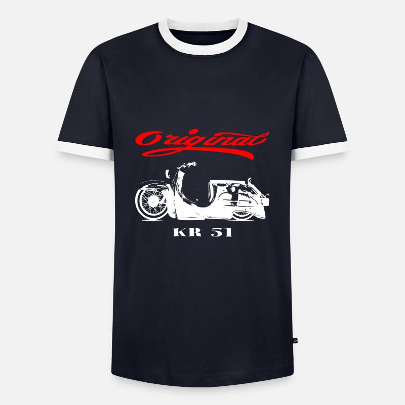 Simson Schwalbe GDR Moped - Men's Ringer Shirt - navy/white