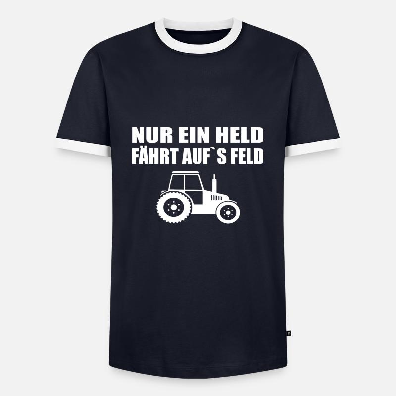 Traktor - Männer Kontrast-T-Shirt - Navy/Weiß 