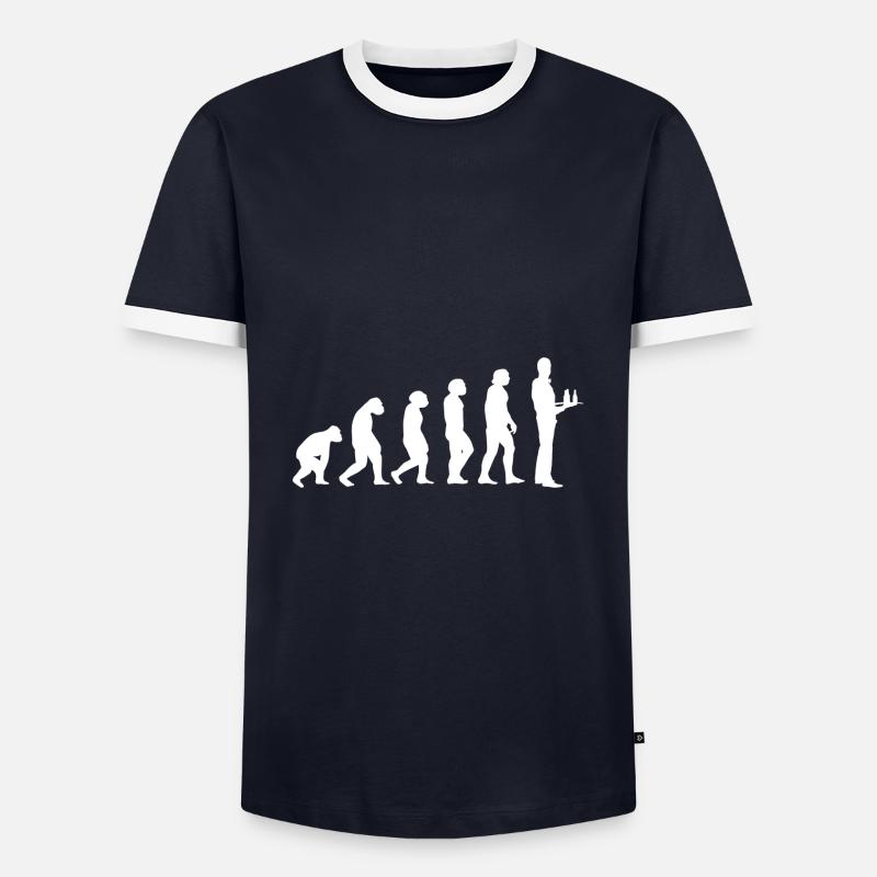 Evolution Kellner - Männer Kontrast-T-Shirt - Navy/Weiß