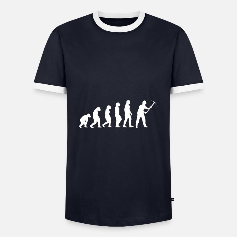 Evolution Bergmann - Männer Kontrast-T-Shirt - Navy/Weiß 
