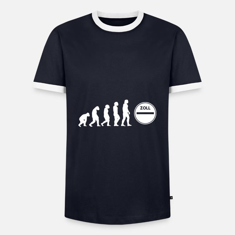 Evolution Zollbeamter - Männer Kontrast-T-Shirt - Navy/Weiß 