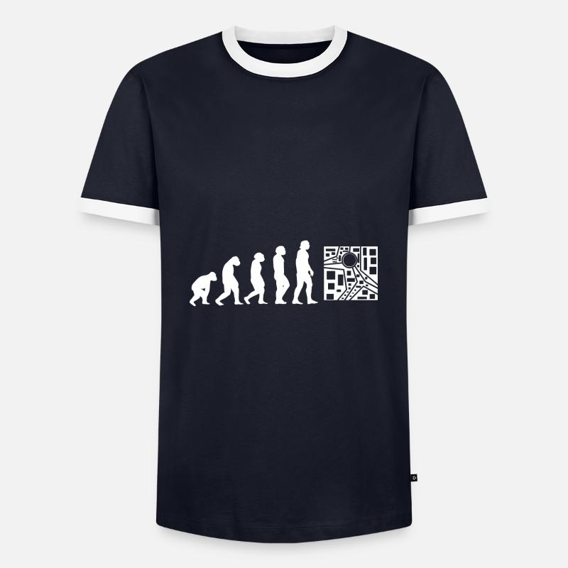 Evolution Geocacher - Männer Kontrast-T-Shirt - Navy/Weiß 